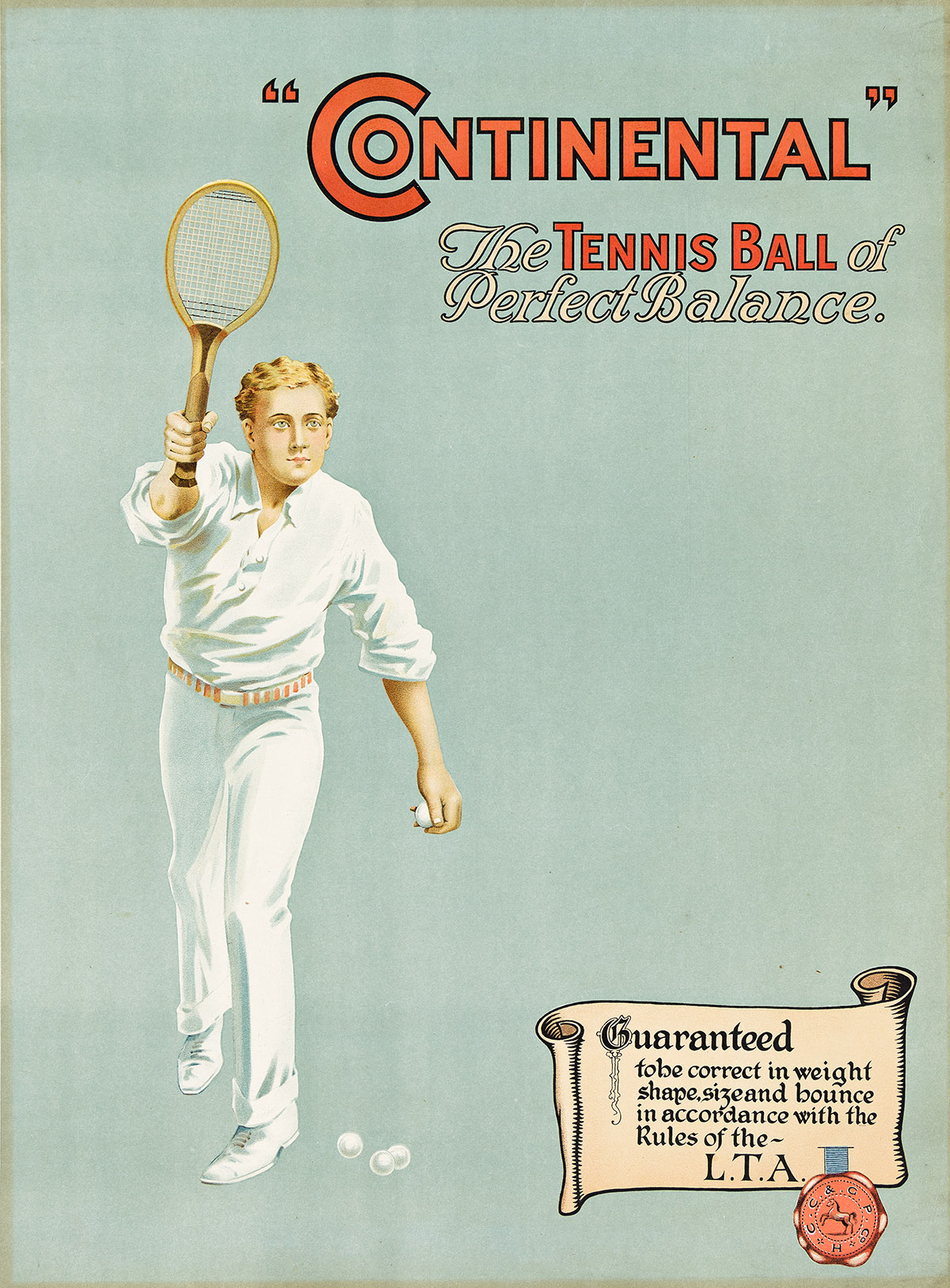 DESIGNER UNKNOWN. CONTINENTAL / THE TENNIS BALL OF PERFECT BALANCE. Circa 1928. 20¼x15 inches, 51½x38 cm.